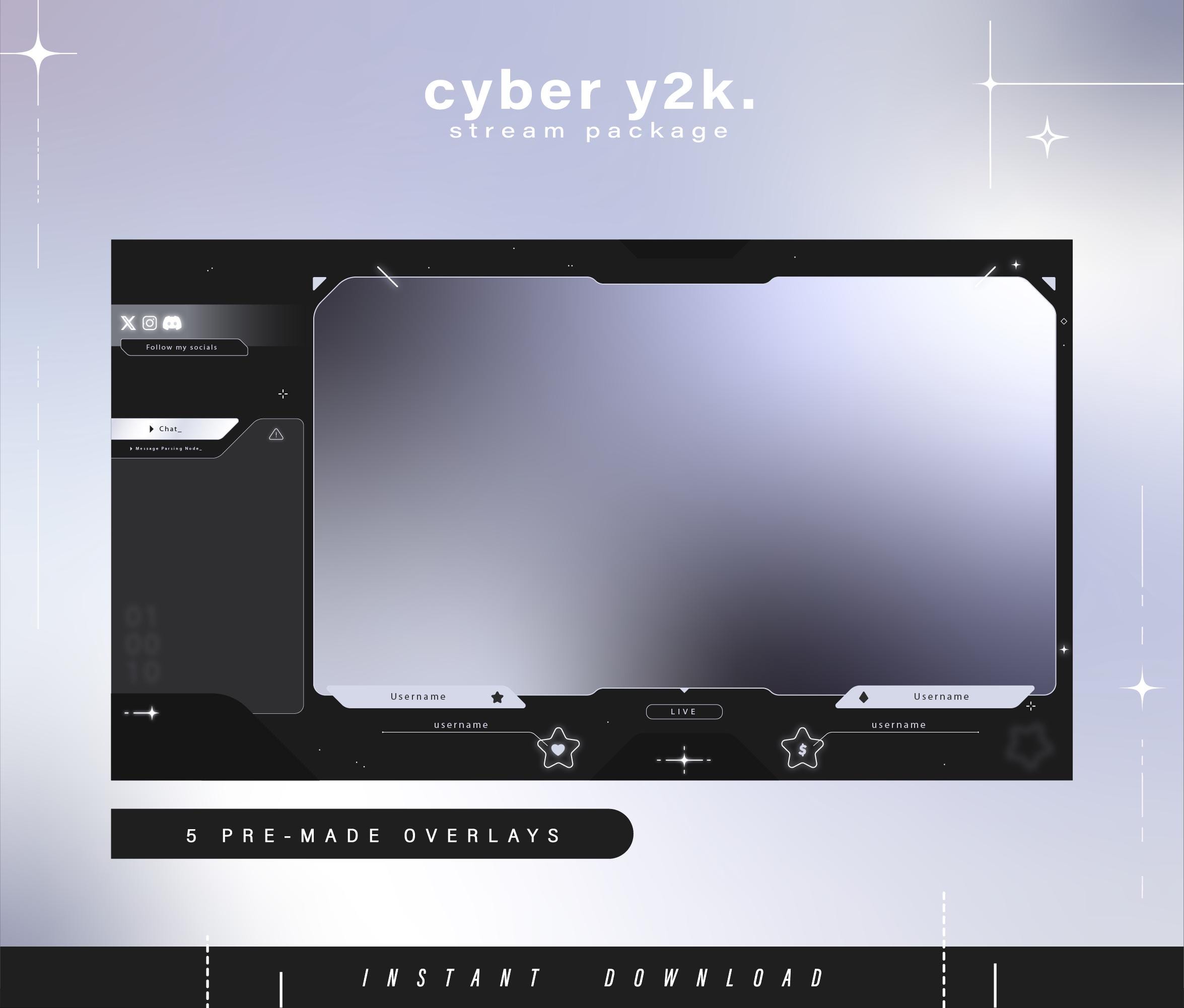 Cyber Y2k - Y2k - Twitch Pack - Animated Minimal Stream Pack ...