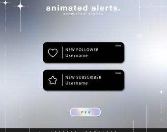 6 alertas de notificación animadas - Alertas animadas para Twitch - Alertas estéticas - Lindas alertas animadas para transmisión - Twitch - Transmisión