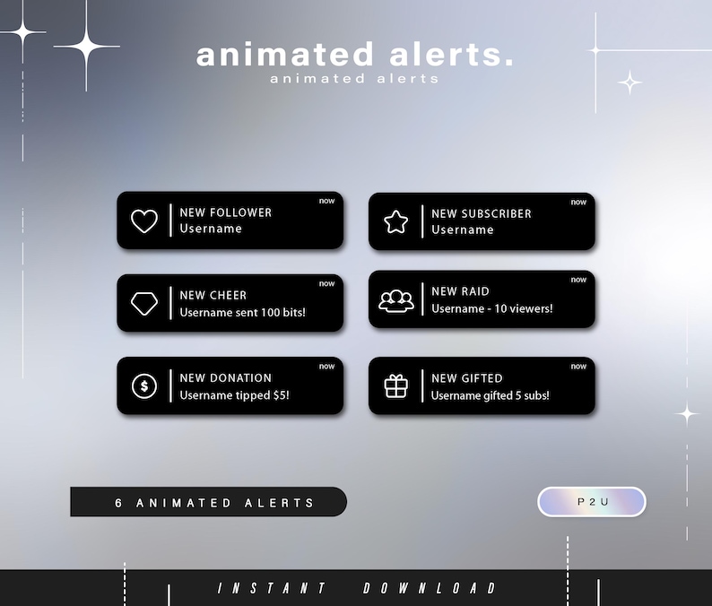 6x Animated Notification Alerts - Animated Alerts for Twitch ...