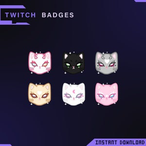 Twitch gothic cat badges / Twitch cat collection 2 / aesthetic / bit badges/ Twitch sub badges /cute badges