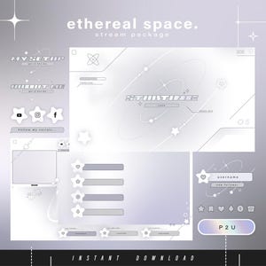 Ethereal space - y2k - Twitch Pack - Animated Minimal  Stream Pack - Streaming Scenes - Twitch overlays - Animated screens - Twitch Panels