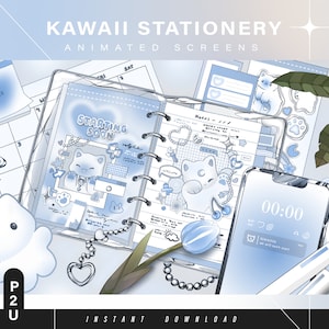 Kawaii stationery - Animated screens - Animated scenes for twitch -  Aesthetic screens - Animated screens - Twitch Ovelay - Twitch - Stream