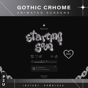 Animierte Szenen für Twitch - Ästhetische Bildschirme - Animierte Bildschirme - Twitch Ovelay - Twitch Paket - Twitch - Stream - Gothic - Chrome