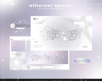 Espaço etéreo - Pacote Twitch y2k - Pacote de transmissão animada - Cenas de transmissão - Sobreposições Twitch - Telas animadas - Painéis Twitch
