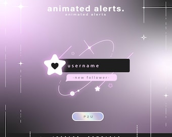 6x Animated  alerts - Animated alerts for twitch - Aesthetic alerts - Cute animated alerts for stream - Twitch - Stream