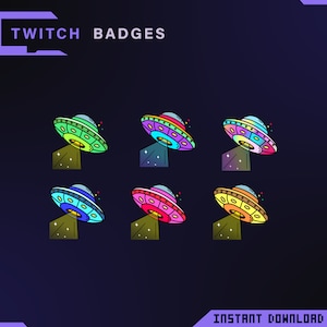 Cute ufo badges  / Alien twitch sub badges / stream/ bit badges/ aesthetic/ kawaii /twitch stream / twitch sub badges
