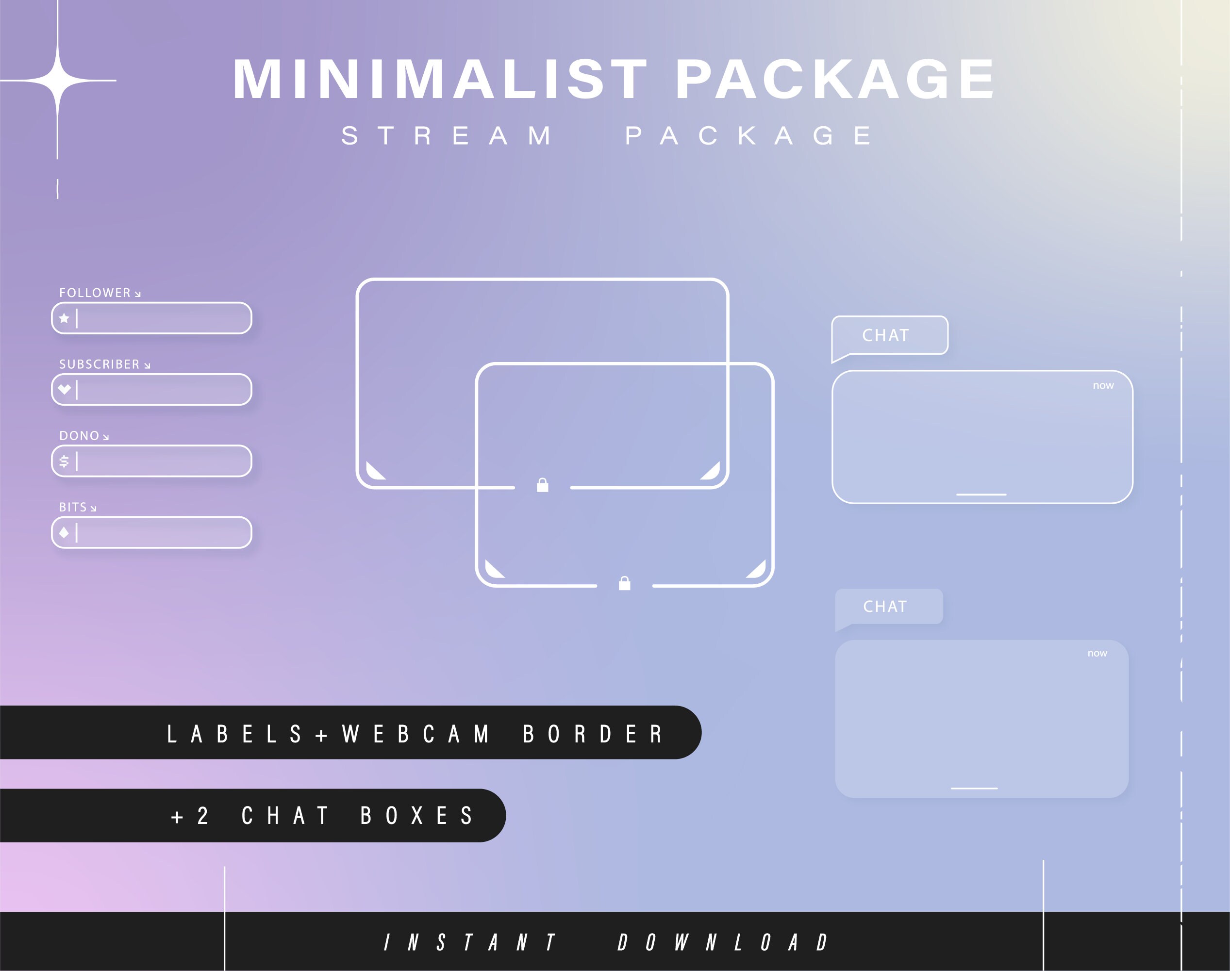 Minimal Twitch Pack Animated Minimal Stream Pack Streaming Scenes