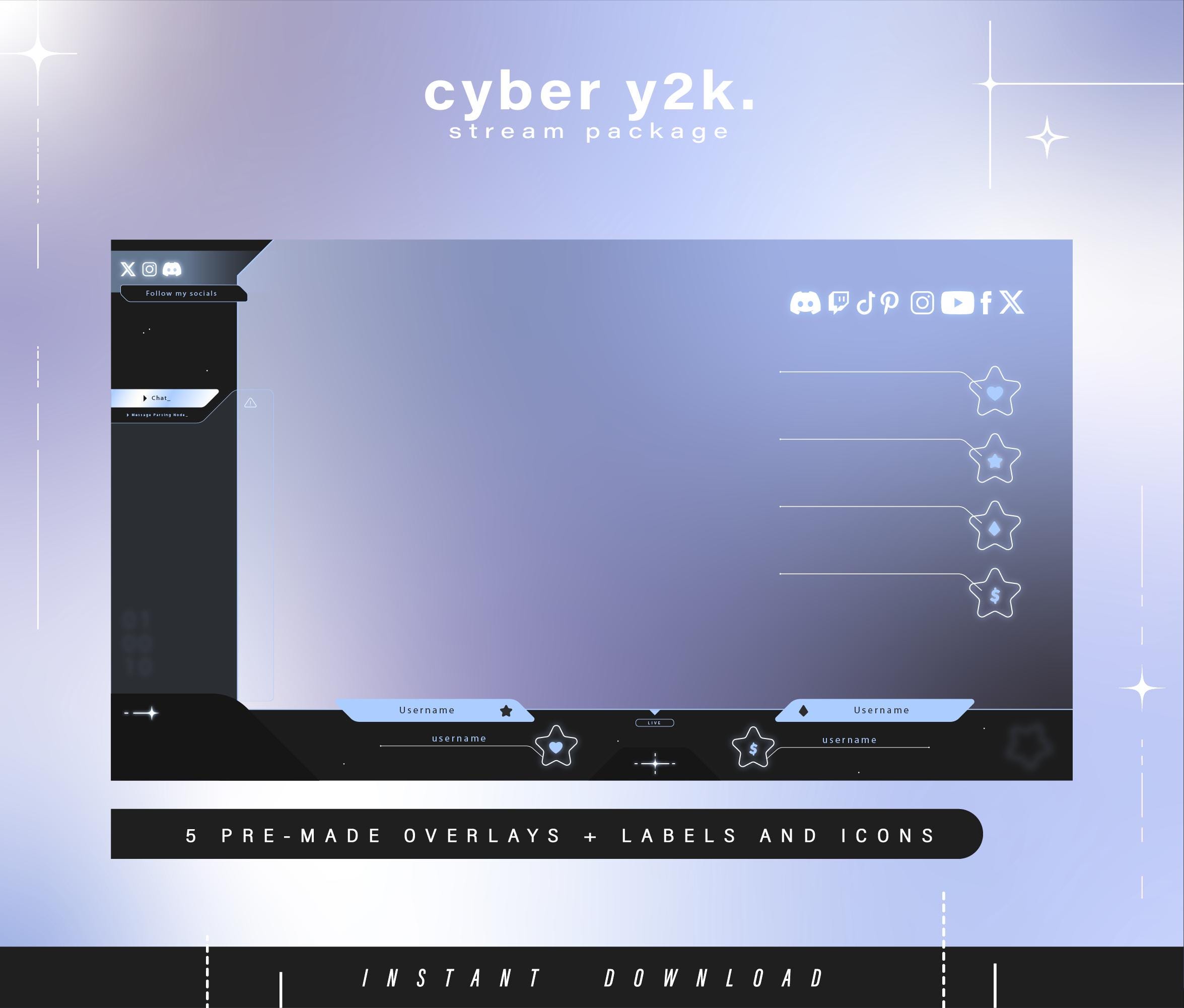 Cyber Y2k - Y2k - Twitch Pack - Animated Minimal Stream Pack ...