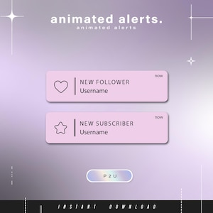 6x Animated notification alerts - Animated alerts for twitch - Aesthetic alerts - Cute animated alerts for stream - Twitch - Stream - Alerts