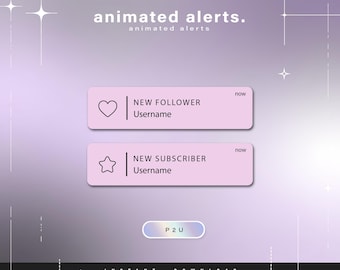 6 alertas de notificación animadas - Alertas animadas para Twitch - Alertas estéticas - Lindas alertas animadas para transmisiones - Twitch - Transmisión - Alertas