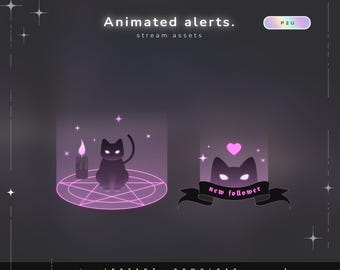 6x Animated cat alerts - Animated alerts for twitch - Aesthetic alerts - Cute animated alerts for stream - Twitch - Stream