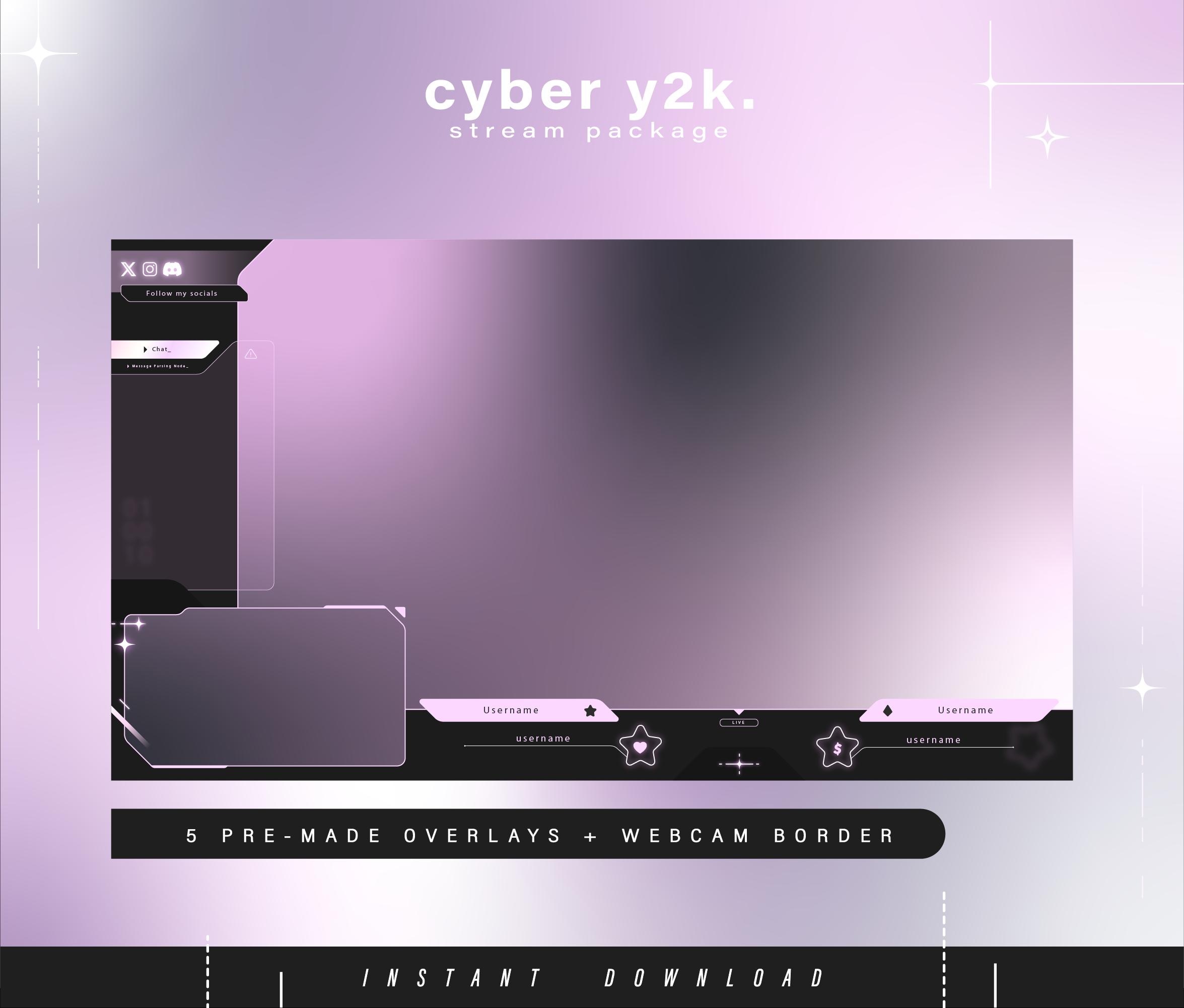 Cyber Y2k - Y2k - Twitch Pack - Animated Minimal Stream Pack ...