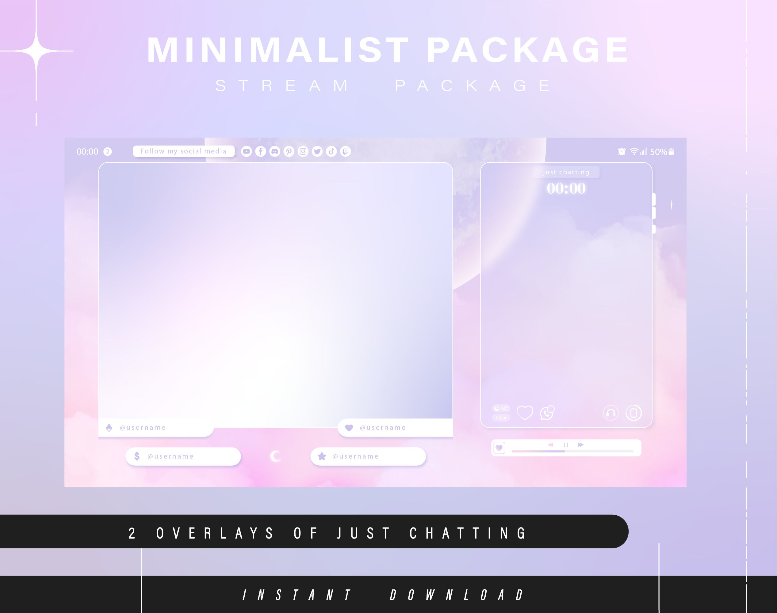 Streaming Layout Minimal Minimal Twitch Pack - Animated Minimal Stream Pack - Streaming Scenes ...