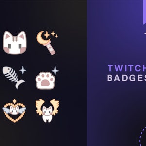 Twitch サブバッジ / かわいいバッジ / プリメイド / Twitch サブバッジ / かわいいバッジ / ストリーム / 美的バッジ