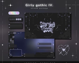 Girly gothic IV - Twitch Gothic Pack - Animated Stream Pack - Streaming Scenes - Twitch overlays - Animated screens - Vtuber - Twitch Stream