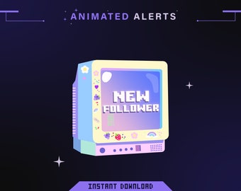x6 Animated alerts / Animated alerts for twitch / Aesthetic alerts / Cute animated alerts for stream / Colorful animated alerts
