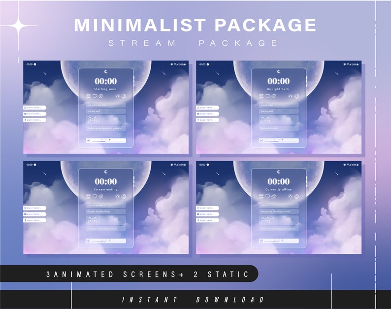 Minimal Twitch Pack - Animated Minimal Stream Pack - Streaming Scenes ...