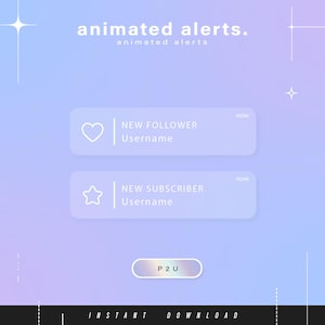 6x Animated notification alerts - Animated alerts for twitch - Aesthetic alerts - Cute animated alerts for stream - Twitch - Stream
