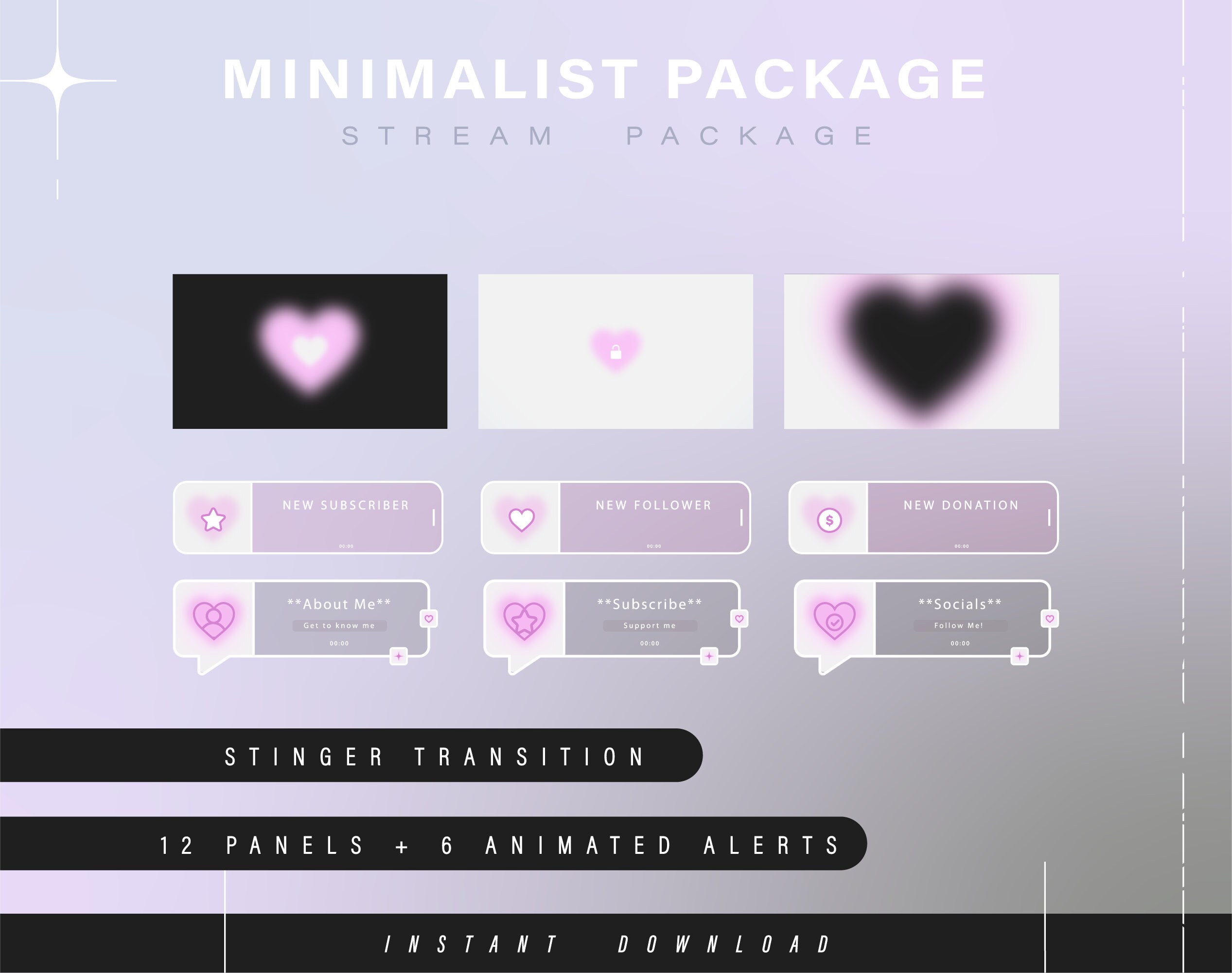 Minimal Twitch Pack Animated Minimal Stream Pack Streaming Scenes