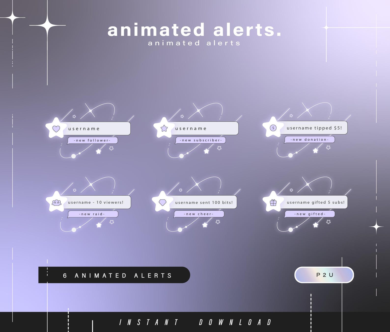 6x Animated Alerts - Animated Alerts for Twitch - Aesthetic Alerts ...