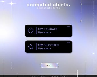 6 alertas de notificación animadas - Alertas animadas para Twitch - Alertas estéticas - Lindas alertas animadas para transmisión - Twitch - Transmisión - Alertas