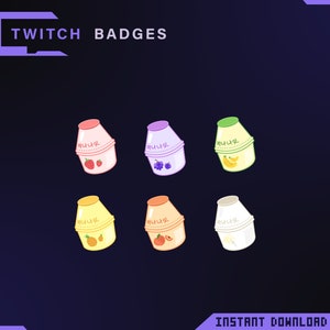 Twitch badges Koreaanse fruitmelk / esthetiek / schattig / kawaii / Twitch sub badges / badges melk / stream / bit badges / emotes / twitch