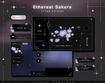 Ethereal Sakura- Twitch Pack - Animated Stream Pack - Streaming Scenes - Twitch overlays - Animated screens - Vtuber- Panels Twitch Stream