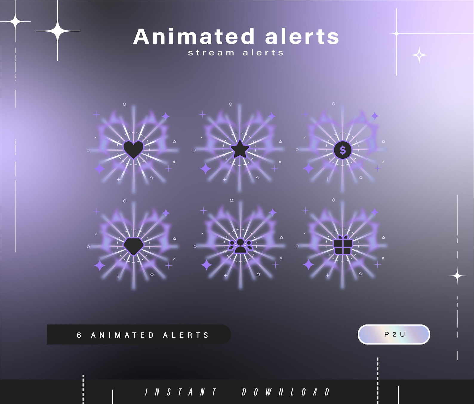 6x Animated Alerts - Animated Alerts for Twitch - Aesthetic Alerts ...