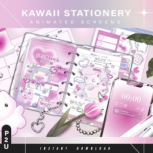 Kawaii stationery - Animated screens - Animated scenes for twitch -  Aesthetic screens - Animated screens - Twitch Ovelay - Twitch - Stream