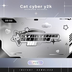 Cat cyber y2k animated screens - Animated scenes for twitch -  Aesthetic screens - Animated screens - Twitch Ovelay - Twitch - Stream