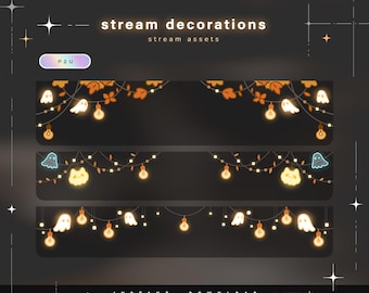 Halloween Stream Decorations - 5 Animated Cozy Halloween Decorations - Twitch Stream Package - Halloween Overlay - Twitch Graphics
