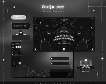 Ouija cat - Twitch Pack - Animated Stream Pack - Streaming Scenes - Twitch overlays - Animated screens - Vtuber- Panels Twitch Stream