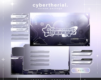 Pacote de Transmissão Animada Cybertherial para Twitch – Sobreposições, Telas, Painéis (Download Digital)