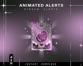 6x Animated cat alerts - Animated alerts for twitch - Aesthetic alerts - Cute animated alerts for stream - Twitch - Stream
