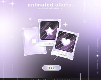 6x Animated  alerts - Animated alerts for twitch - Aesthetic alerts - Cute animated alerts for stream - Twitch - Stream
