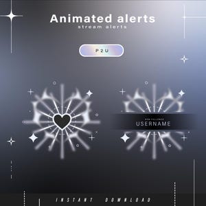 6x alertes animées - Alertes animées pour Twitch - Alertes esthétiques - Alertes animées mignonnes pour stream - Twitch - Stream - Package de streaming