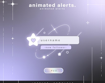 6x Animated  alerts - Animated alerts for twitch - Aesthetic alerts - Cute animated alerts for stream - Twitch - Stream