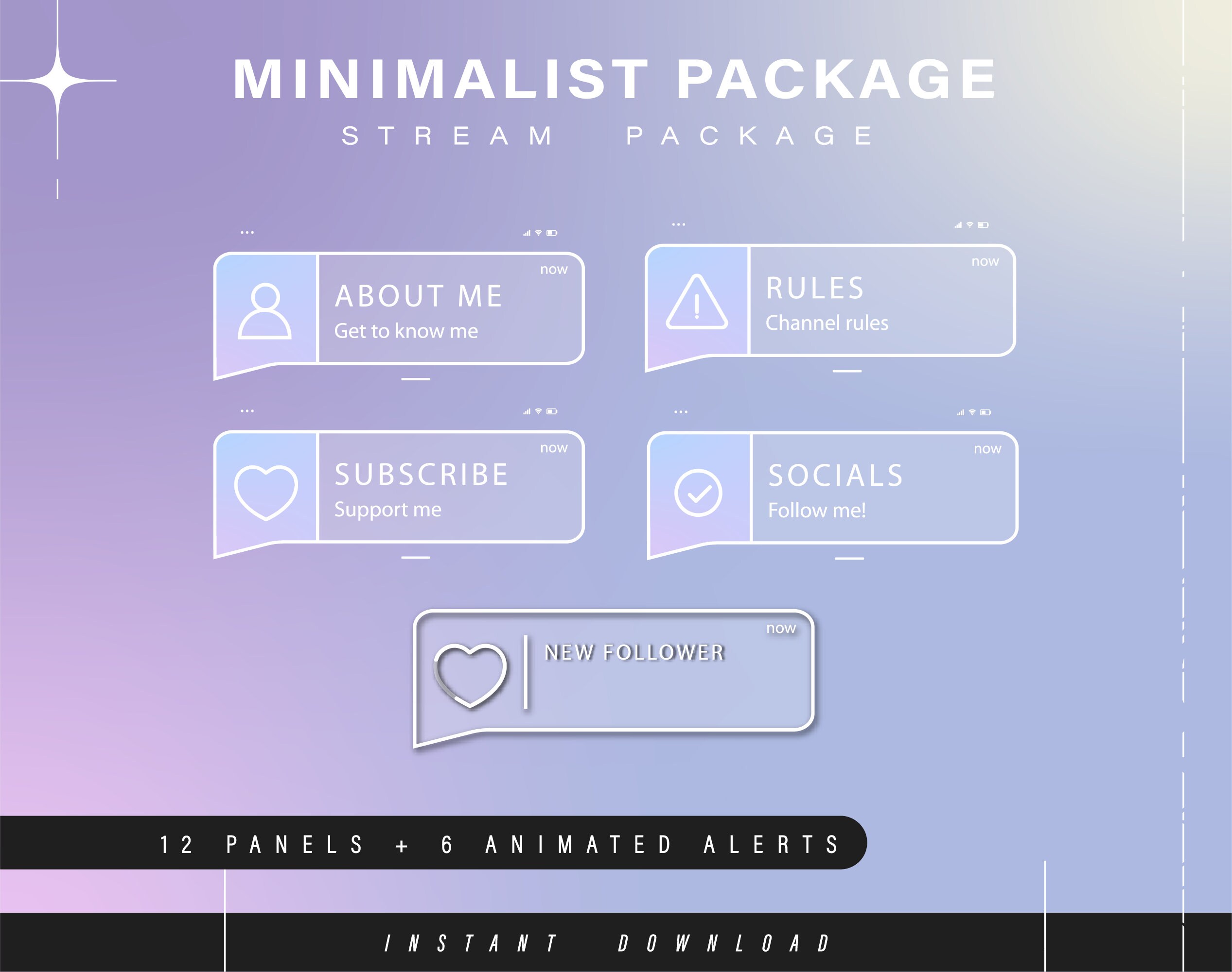 Minimal Twitch Pack Animated Minimal Stream Pack Streaming Scenes