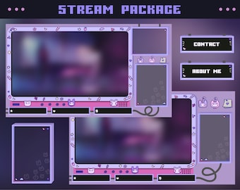 Stream overlay package / Theme Overlay Kawaii  / Twitch Overlay / Aesthetic overlay