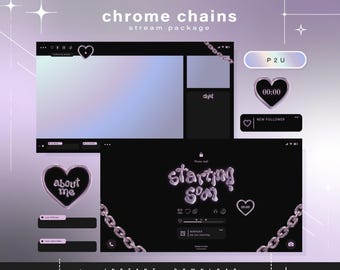 Gothic chrome - Pacote de transmissão minimalista animado - Cenas de transmissão - Sobreposições do Twitch - Telas animadas - Painéis do Twitch - Transmissão - Estética