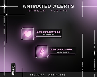 6 alertas cibernéticas animadas - Alertas animadas para Twitch - Alertas estéticas - Lindas alertas animadas para transmisión - Twitch - Transmisión
