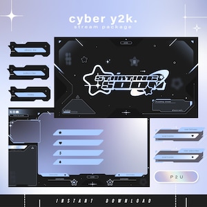 Cyber y2k - y2k - Pacchetto Twitch - Pacchetto streaming minimale animato - Scene di streaming - Sovrapposizioni Twitch - Schermate animate - Pannelli Twitch