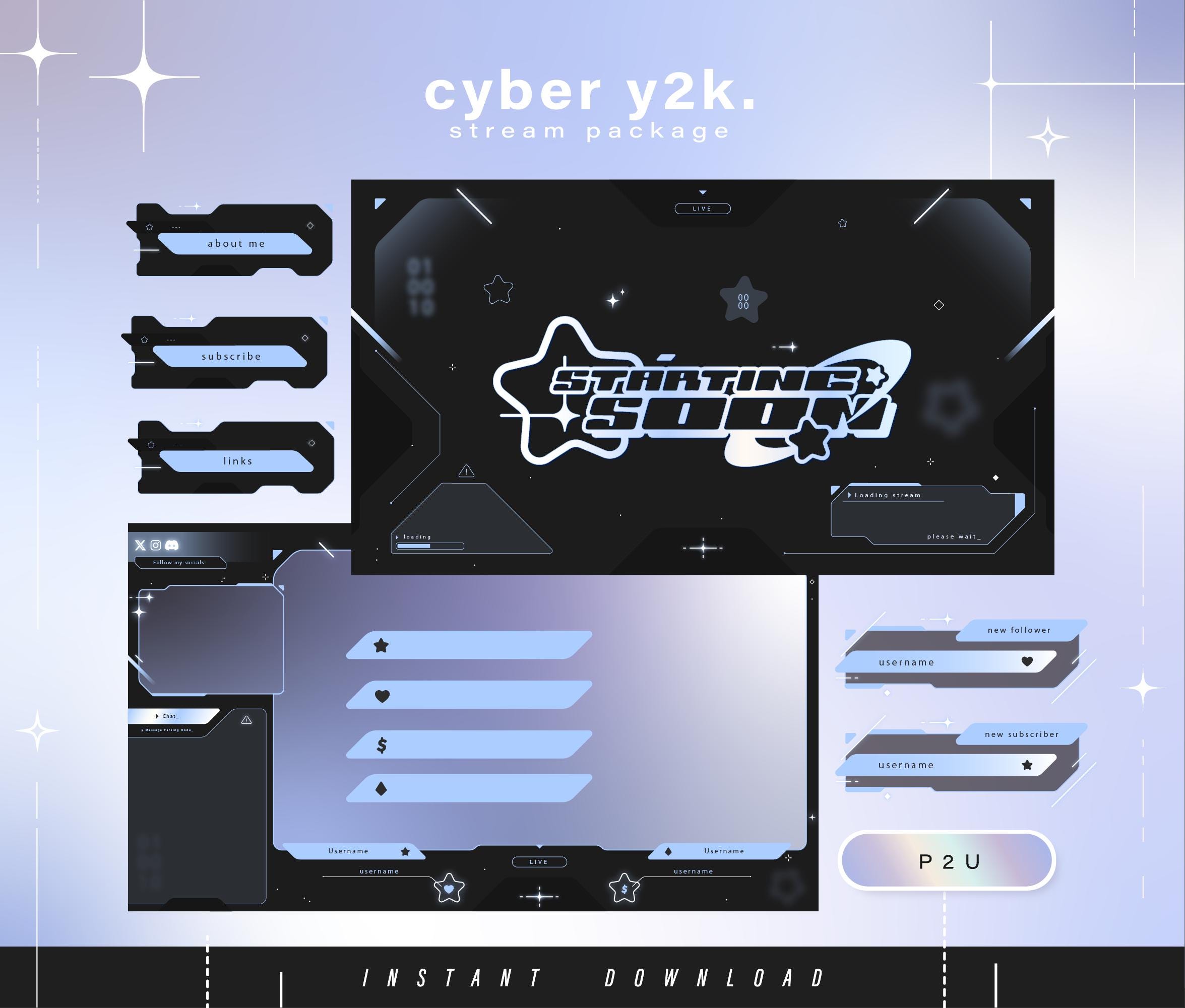 Cyber Y2k - Y2k - Twitch Pack - Animated Minimal Stream Pack ...