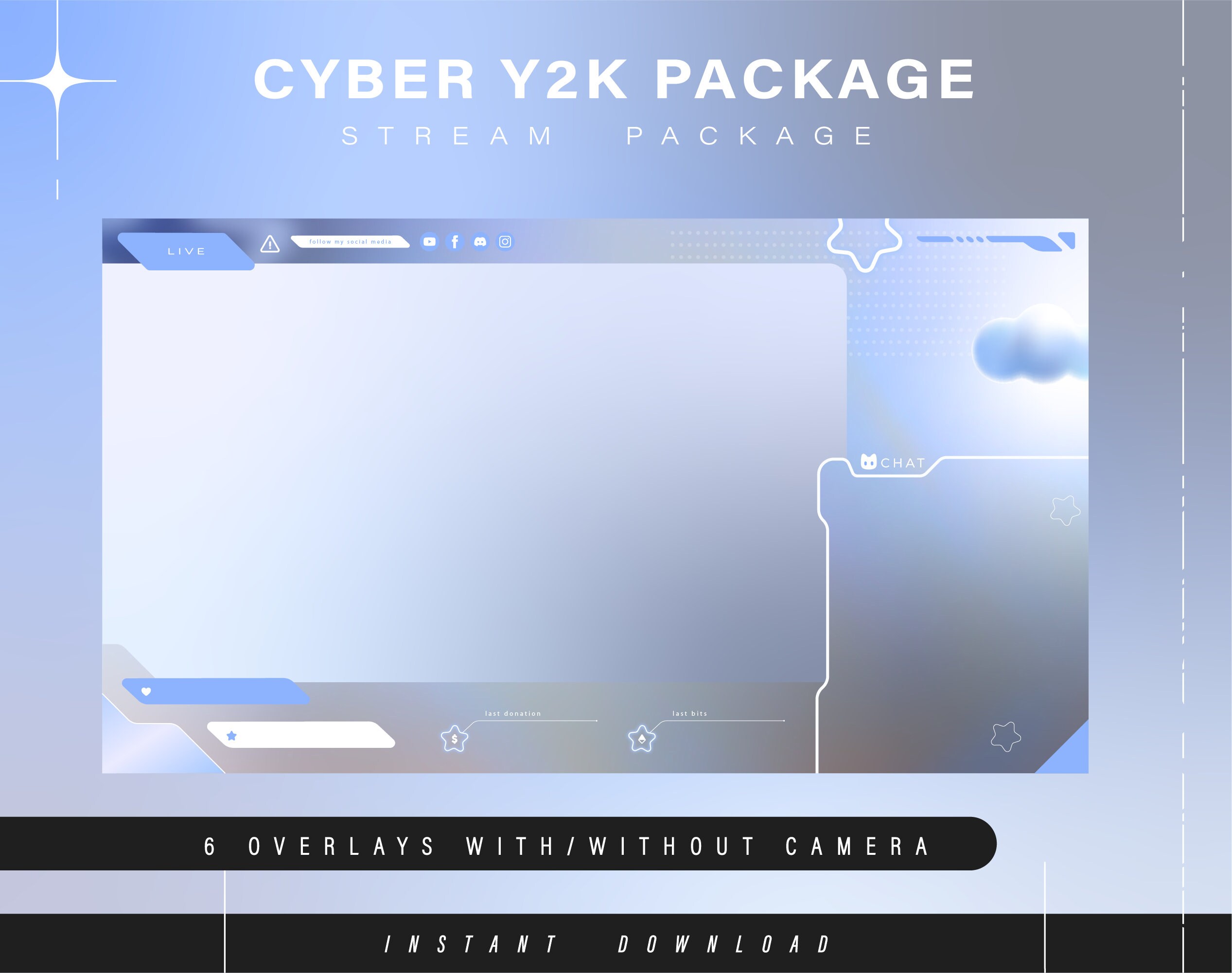 Cat Cyber Y2k - Twitch Pack - Animated Stream Pack - Streaming Scenes ...