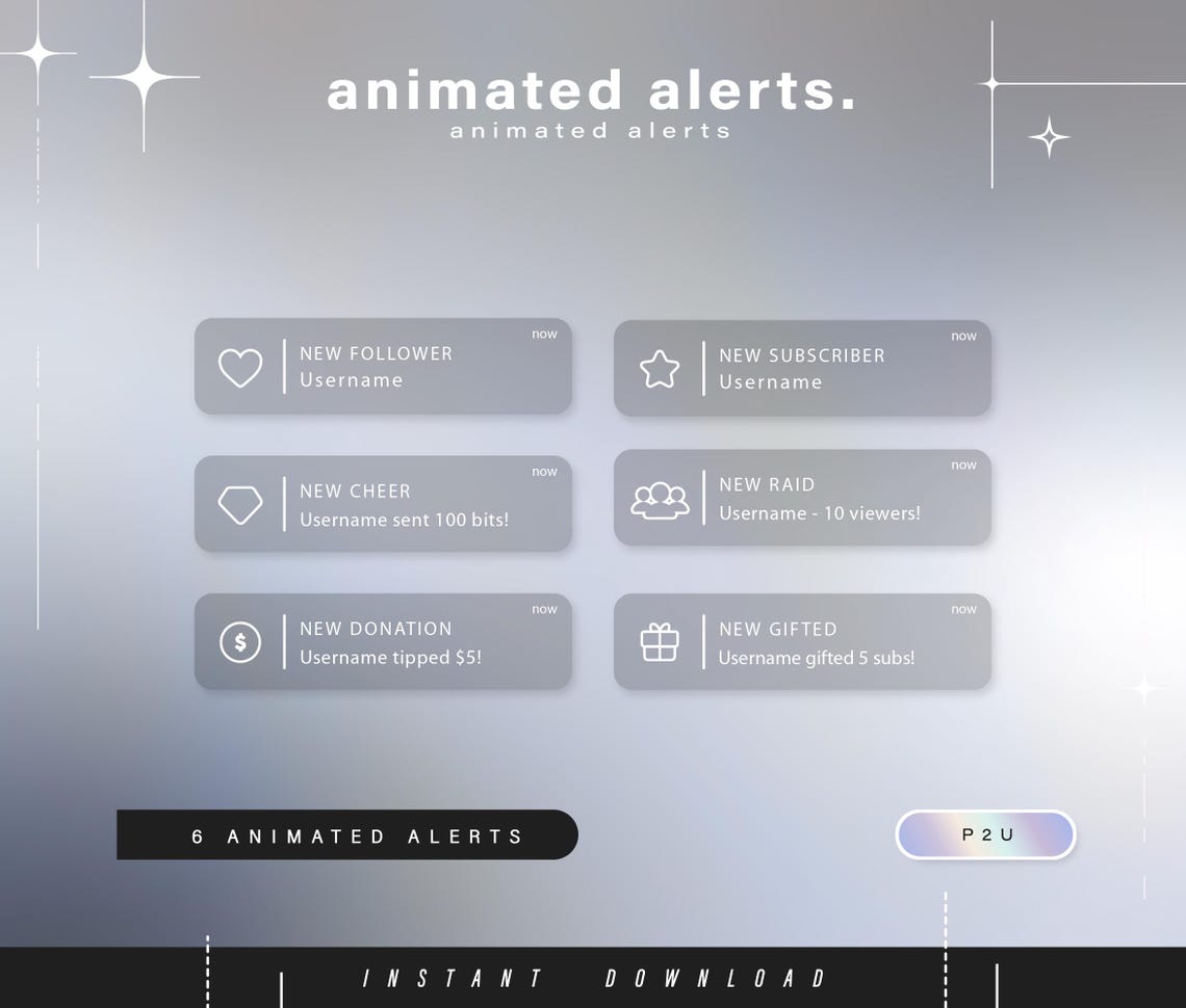 6x Animated Notification Alerts - Animated Alerts for Twitch ...