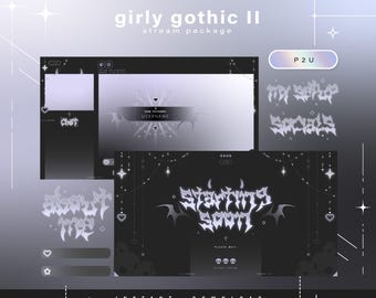 Girly gothic II - Pacote Twitch - Pacote de Streaming Animado - Cenas de Streaming - Sobreposições Twitch - Telas Animadas - Vtuber - Painéis Twitch Stream