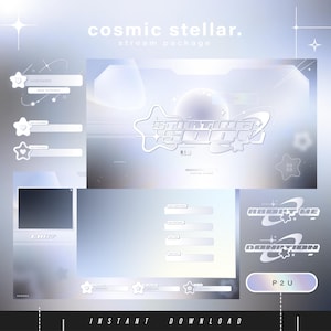 Cosmic stellar - y2k - Twitch Pack - Animated Minimal  Stream Pack - Streaming Scenes - Twitch overlays - Animated screens - Twitch Panels