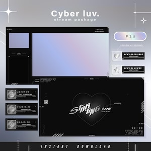 Cyber y2k Twitch Pack - Animated Minimal  Stream Pack - Streaming Scenes - Twitch overlays - Animated screens - Twitch Panels