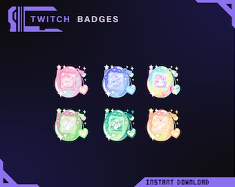 Twitch bit Badges/ emotes /  sub badges /stream / aesthetic /cute / tamagotchi/ egg /kawaii / cat sub badges/