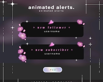 7x Animated alerts - Animated alerts for twitch - Aesthetic alerts - Cute animated alerts for stream - Twitch - Stream